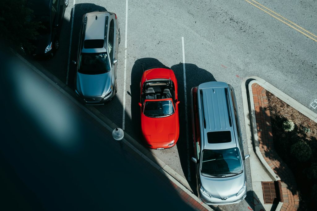 cars parked street aerial view